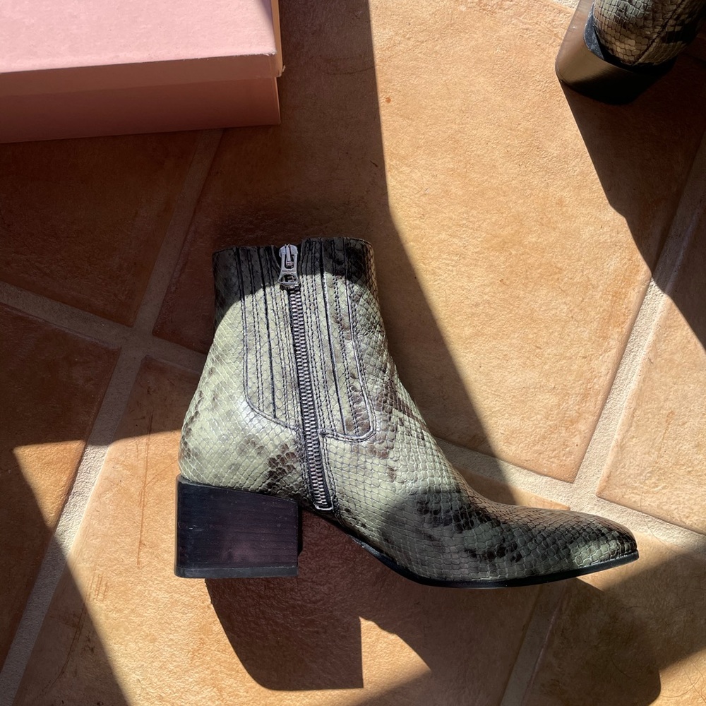 Acne Snake Print Boot in Dusty Green - Picture 7 of 10